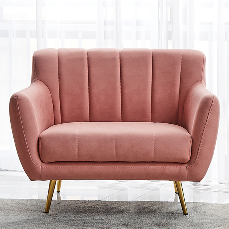 30.3"H Sewn Pillow Back Faux Leather Flared Arm Sofa for Living Room 39"L x 29.5"W x 30"H Pink Clearhalo 'furn' 'furn_sofas' 'Furniture' 'furniture_sofas' 'Living Room Furniture' 'Sofa' 'sofas' 5045612