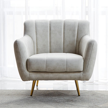 30.3"H Sewn Pillow Back Faux Leather Flared Arm Sofa for Living Room 33.5"L x 29.5"W x 30"H Off-White Clearhalo 'furn' 'furn_sofas' 'Furniture' 'furniture_sofas' 'Living Room Furniture' 'Sofa' 'sofas' 5045615