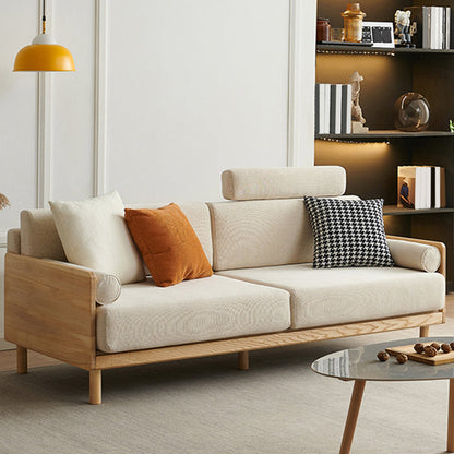 Linen Modern Square Arm Sofa Standard Wooden Sofa for Living Room, Apartment Off-White Sponge Clearhalo 'Furniture' 'furniture_sofas' 'Living Room Furniture' 'Sofa' 'sofas' 5045633