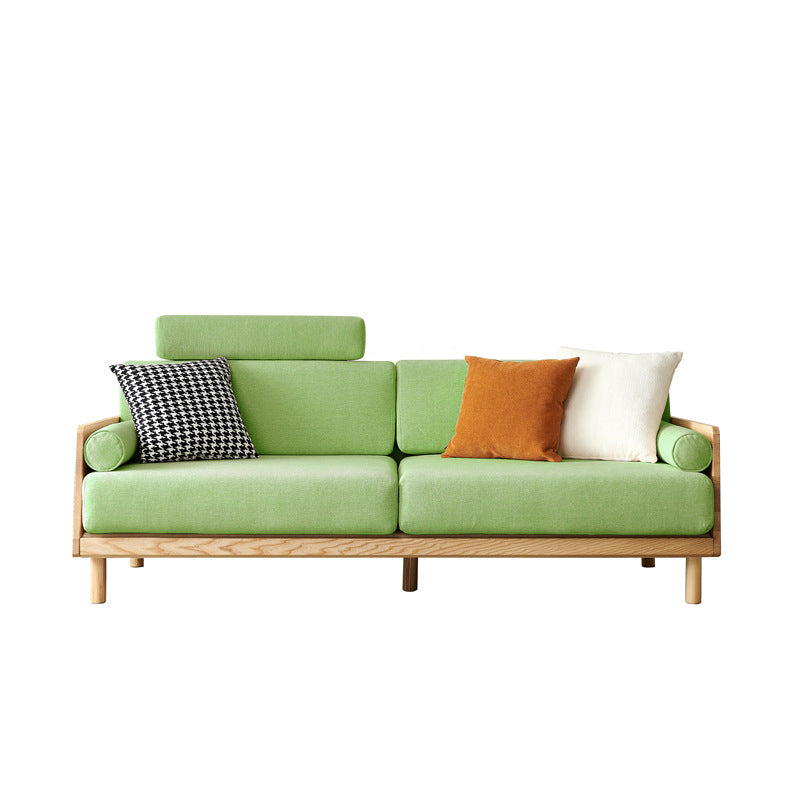 Linen Modern Square Arm Sofa Standard Wooden Sofa for Living Room, Apartment Green Clearhalo 'Furniture' 'furniture_sofas' 'Living Room Furniture' 'Sofa' 'sofas' 5045634