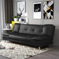 Armless Cotton Blend and Leather Convertible Contemporary Sofa Bed Black PU（Polyurethane） Clearhalo 'furn' 'furn_sofas' 'Furniture' 'furniture_sofas' 'Living Room Furniture' 'Sofa' 'sofas' 5045643