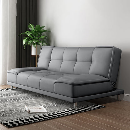 Armless Cotton Blend and Leather Convertible Contemporary Sofa Bed Grey PU（Polyurethane） Clearhalo 'furn' 'furn_sofas' 'Furniture' 'furniture_sofas' 'Living Room Furniture' 'Sofa' 'sofas' 5045644