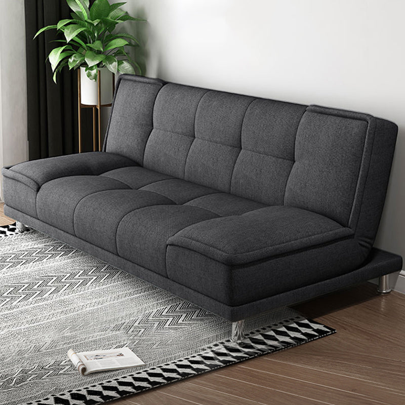 Armless Cotton Blend and Leather Convertible Contemporary Sofa Bed Dark Gray Cotton Blend Clearhalo 'furn' 'furn_sofas' 'Furniture' 'furniture_sofas' 'Living Room Furniture' 'Sofa' 'sofas' 5045646
