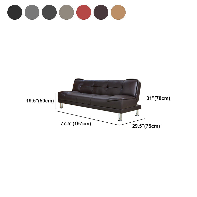 Armless Cotton Blend and Leather Convertible Contemporary Sofa Bed Clearhalo 'furn' 'furn_sofas' 'Furniture' 'furniture_sofas' 'Living Room Furniture' 'Sofa' 'sofas' 5045655