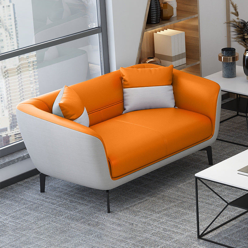 Faux Leather Sofa 30.31" D x 26.77" H Tuxedo Arm Sofa for Living Room Clearhalo 'furn' 'furn_sofas' 'Furniture' 'furniture_sofas' 'Living Room Furniture' 'Sofa' 'sofas' 5045660