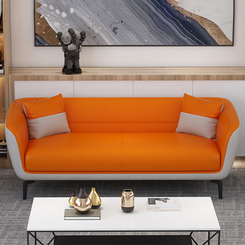 Faux Leather Sofa 30.31" D x 26.77" H Tuxedo Arm Sofa for Living Room Clearhalo 'furn' 'furn_sofas' 'Furniture' 'furniture_sofas' 'Living Room Furniture' 'Sofa' 'sofas' 5045662