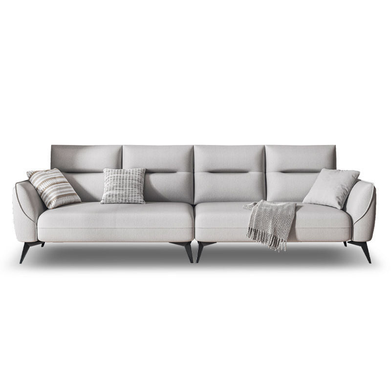 Contemporary Faux Leather Square Arm Sofa Standard Sofa with Sewn Pillow Back 109.5"L x 33"W x 29.5"H Grey Clearhalo 'furn' 'furn_sofas' 'Furniture' 'furniture_sofas' 'Living Room Furniture' 'Sofa' 'sofas' 5045682