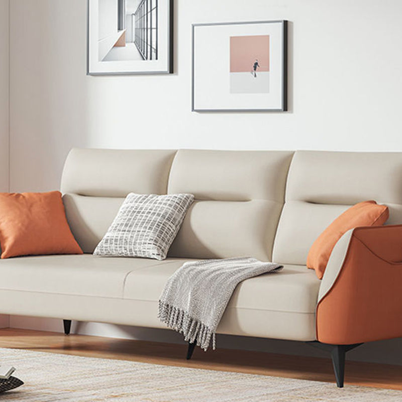 Contemporary Faux Leather Square Arm Sofa Standard Sofa with Sewn Pillow Back Clearhalo 'furn' 'furn_sofas' 'Furniture' 'furniture_sofas' 'Living Room Furniture' 'Sofa' 'sofas' 5045683