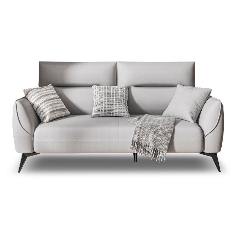 Contemporary Faux Leather Square Arm Sofa Standard Sofa with Sewn Pillow Back 74"L x 33"W x 29.5"H Grey Clearhalo 'furn' 'furn_sofas' 'Furniture' 'furniture_sofas' 'Living Room Furniture' 'Sofa' 'sofas' 5045685