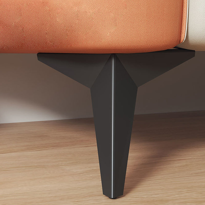 Contemporary Faux Leather Square Arm Sofa Standard Sofa with Sewn Pillow Back Clearhalo 'furn' 'furn_sofas' 'Furniture' 'furniture_sofas' 'Living Room Furniture' 'Sofa' 'sofas' 5045693