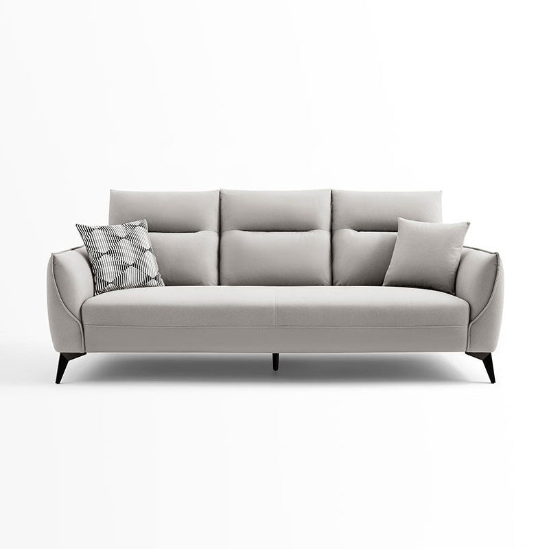 Contemporary Faux Leather Square Arm Sofa Standard Sofa with Sewn Pillow Back 85.5"L x 33"W x 29.5"H Grey Clearhalo 'furn' 'furn_sofas' 'Furniture' 'furniture_sofas' 'Living Room Furniture' 'Sofa' 'sofas' 5045699