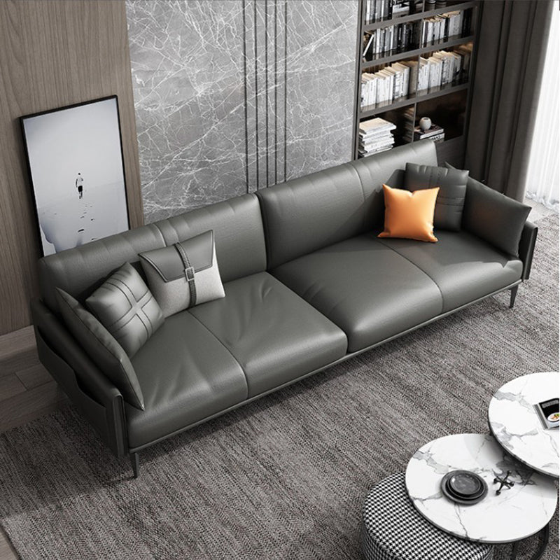 Contemporary Genuine Leather Square Arm Sofa Standard Sofa for Living Room 106"L x 33.5"W x 31"H Sponge Clearhalo 'furn' 'furn_sofas' 'Furniture' 'furniture_sofas' 'Living Room Furniture' 'Sofa' 'sofas' 5045703