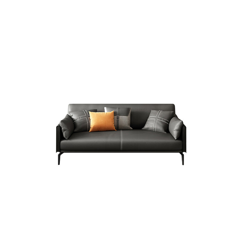 Contemporary Genuine Leather Square Arm Sofa Standard Sofa for Living Room 59"L x 33.5"W x 31"H Clearhalo 'furn' 'furn_sofas' 'Furniture' 'furniture_sofas' 'Living Room Furniture' 'Sofa' 'sofas' 5045709