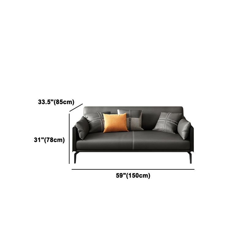 Contemporary Genuine Leather Square Arm Sofa Standard Sofa for Living Room Clearhalo 'furn' 'furn_sofas' 'Furniture' 'furniture_sofas' 'Living Room Furniture' 'Sofa' 'sofas' 5045715