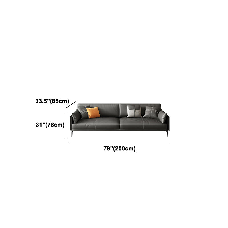 Contemporary Genuine Leather Square Arm Sofa Standard Sofa for Living Room Clearhalo 'furn' 'furn_sofas' 'Furniture' 'furniture_sofas' 'Living Room Furniture' 'Sofa' 'sofas' 5045716