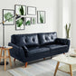 Contemporary Faux Leather Flared Arm Sofa Tufted Standard Sofa for Living Room 57"L x 33"W x 33.5"H Dark Blue Clearhalo 'furn' 'furn_sofas' 'Furniture' 'furniture_sofas' 'Living Room Furniture' 'Sofa' 'sofas' 5045719