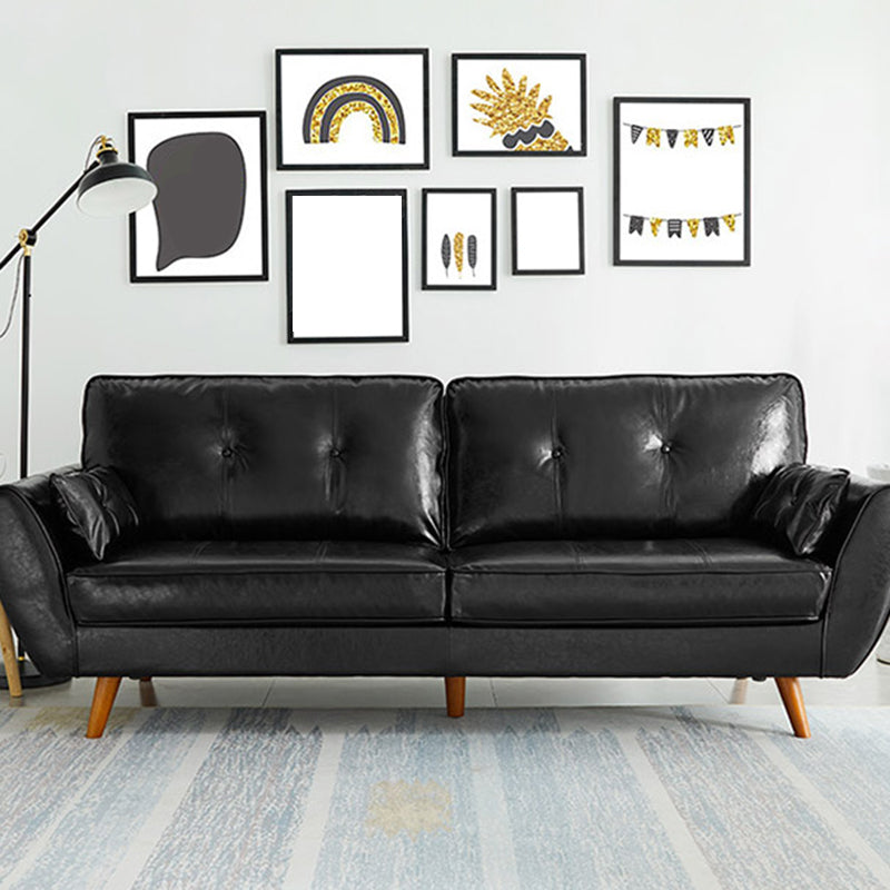 Contemporary Faux Leather Flared Arm Sofa Tufted Standard Sofa for Living Room Clearhalo 'furn' 'furn_sofas' 'Furniture' 'furniture_sofas' 'Living Room Furniture' 'Sofa' 'sofas' 5045727