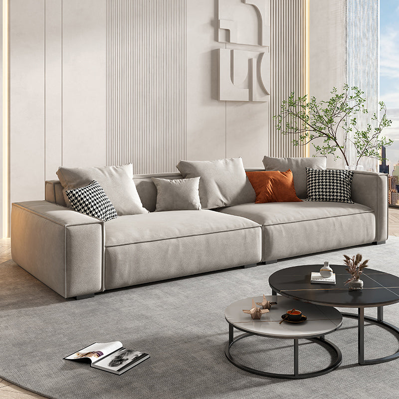 Contemporary Faux Leather Square Arm Sofa Standard Sofa for Living Room 94"L x 39"W x 26"H Clearhalo 'furn' 'furn_sofas' 'Furniture' 'furniture_sofas' 'Living Room Furniture' 'Sofa' 'sofas' 5045736