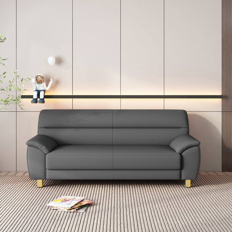 Contemporary Faux Leather Pillow Top Arm Sofa Standard Sofa for Living Room Dark Gray Clearhalo 'furn' 'furn_sofas' 'Furniture' 'furniture_sofas' 'Living Room Furniture' 'Sofa' 'sofas' 5045747
