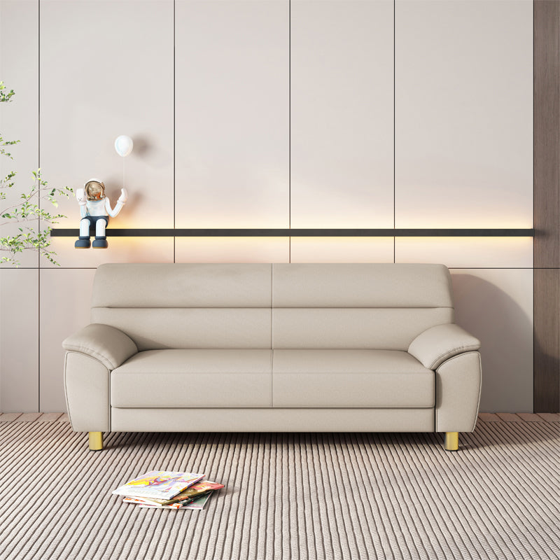 Contemporary Faux Leather Pillow Top Arm Sofa Standard Sofa for Living Room Off-White Clearhalo 'furn' 'furn_sofas' 'Furniture' 'furniture_sofas' 'Living Room Furniture' 'Sofa' 'sofas' 5045748