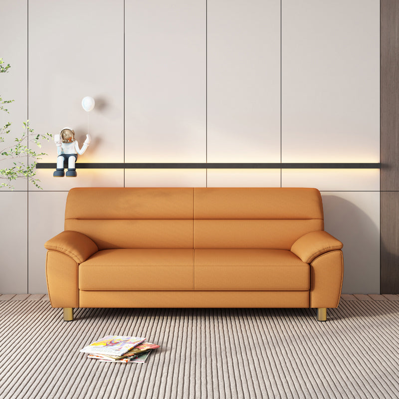 Contemporary Faux Leather Pillow Top Arm Sofa Standard Sofa for Living Room Orange Clearhalo 'furn' 'furn_sofas' 'Furniture' 'furniture_sofas' 'Living Room Furniture' 'Sofa' 'sofas' 5045750