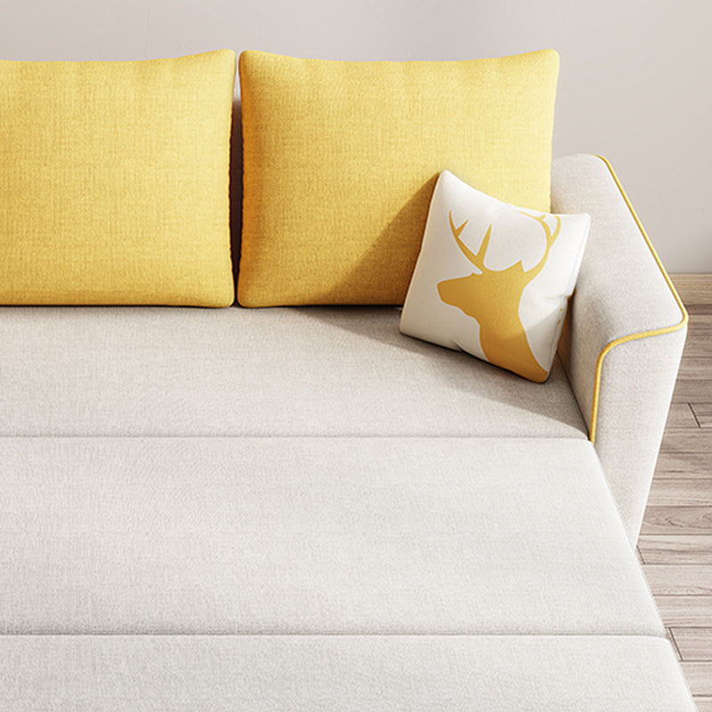 Cream Color Contemporary Linen Square Arm Sofa Bed Standard Sofa for Living Room Clearhalo 'furn' 'furn_sofas' 'Furniture' 'furniture_sofas' 'Living Room Furniture' 'Sofa' 'sofas' 5045784