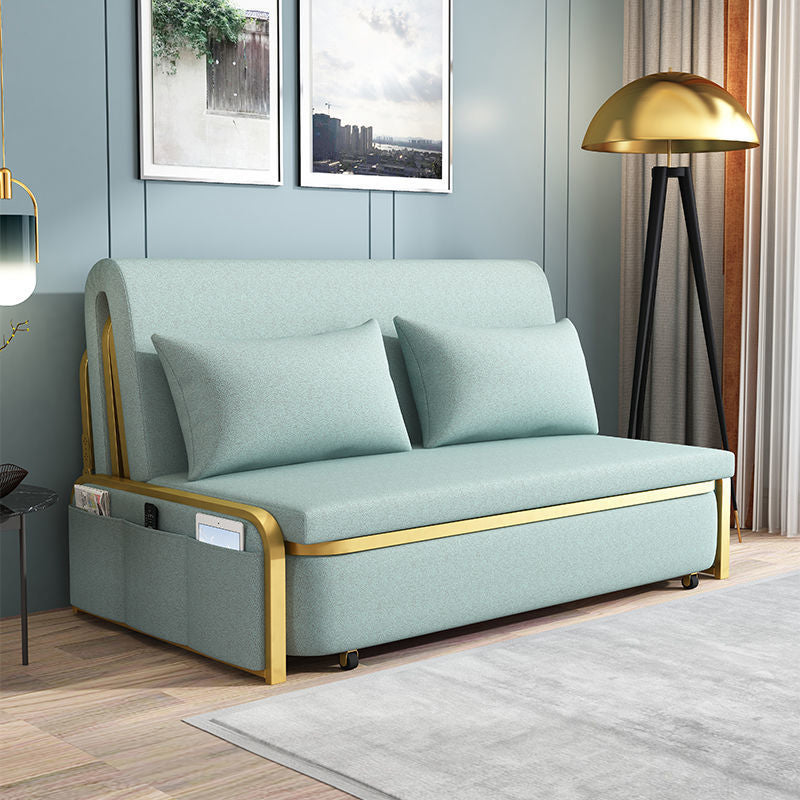 Green Contemporary Linen Armless Sofa Bed Standard Sofa for Living Room Sponge Clearhalo 'furn' 'furn_sofas' 'Furniture' 'furniture_sofas' 'Living Room Furniture' 'Sofa' 'sofas' 5045789