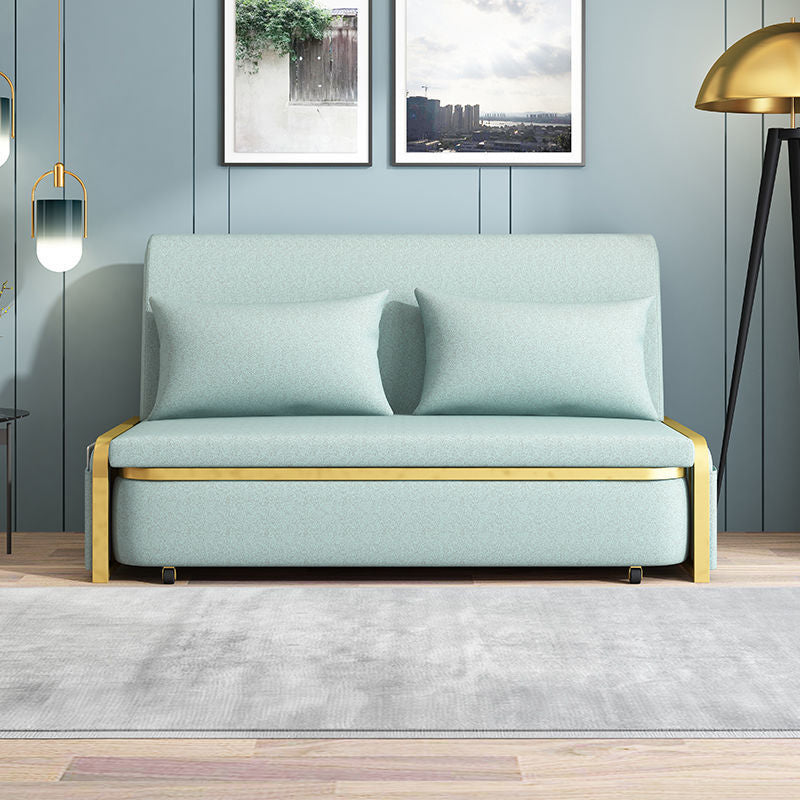 Green Contemporary Linen Armless Sofa Bed Standard Sofa for Living Room Latex Clearhalo 'furn' 'furn_sofas' 'Furniture' 'furniture_sofas' 'Living Room Furniture' 'Sofa' 'sofas' 5045790