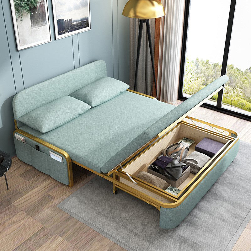 Green Contemporary Linen Armless Sofa Bed Standard Sofa for Living Room Clearhalo 'furn' 'furn_sofas' 'Furniture' 'furniture_sofas' 'Living Room Furniture' 'Sofa' 'sofas' 5045792