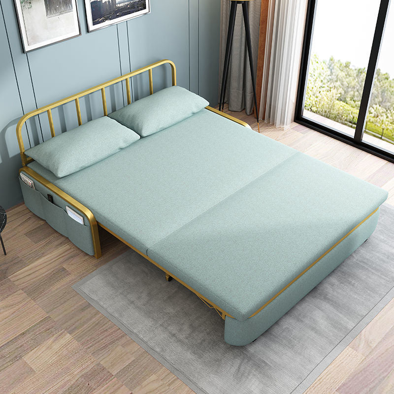 Green Contemporary Linen Armless Sofa Bed Standard Sofa for Living Room Clearhalo 'furn' 'furn_sofas' 'Furniture' 'furniture_sofas' 'Living Room Furniture' 'Sofa' 'sofas' 5045793