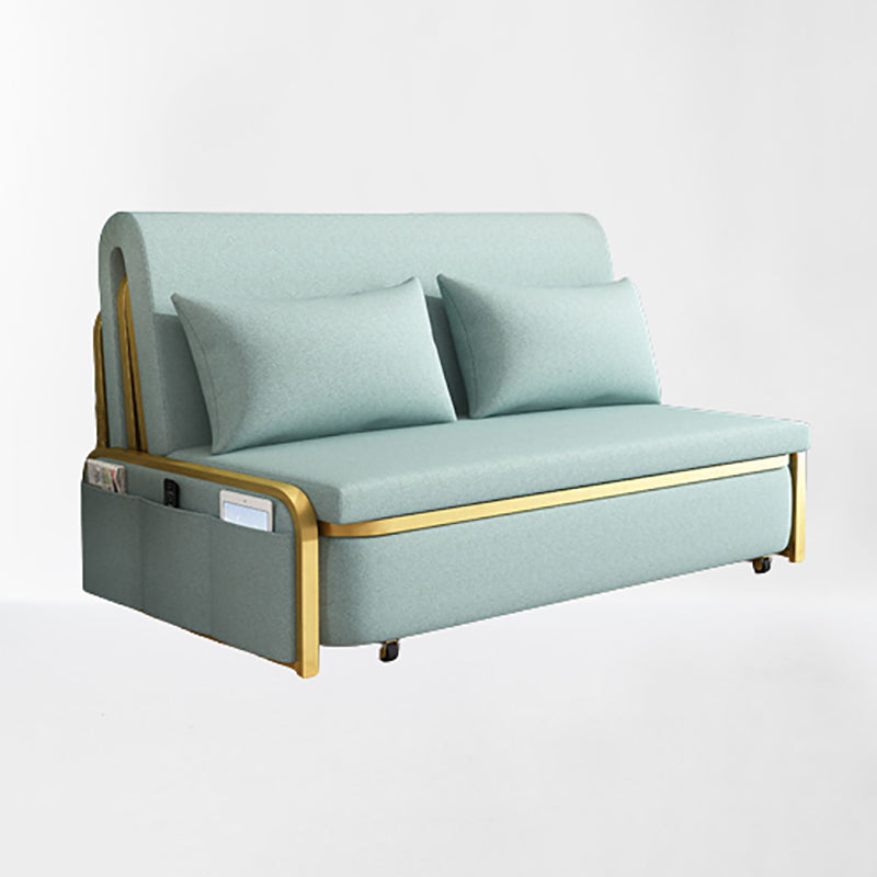 Green Contemporary Linen Armless Sofa Bed Standard Sofa for Living Room Coir Clearhalo 'furn' 'furn_sofas' 'Furniture' 'furniture_sofas' 'Living Room Furniture' 'Sofa' 'sofas' 5045794