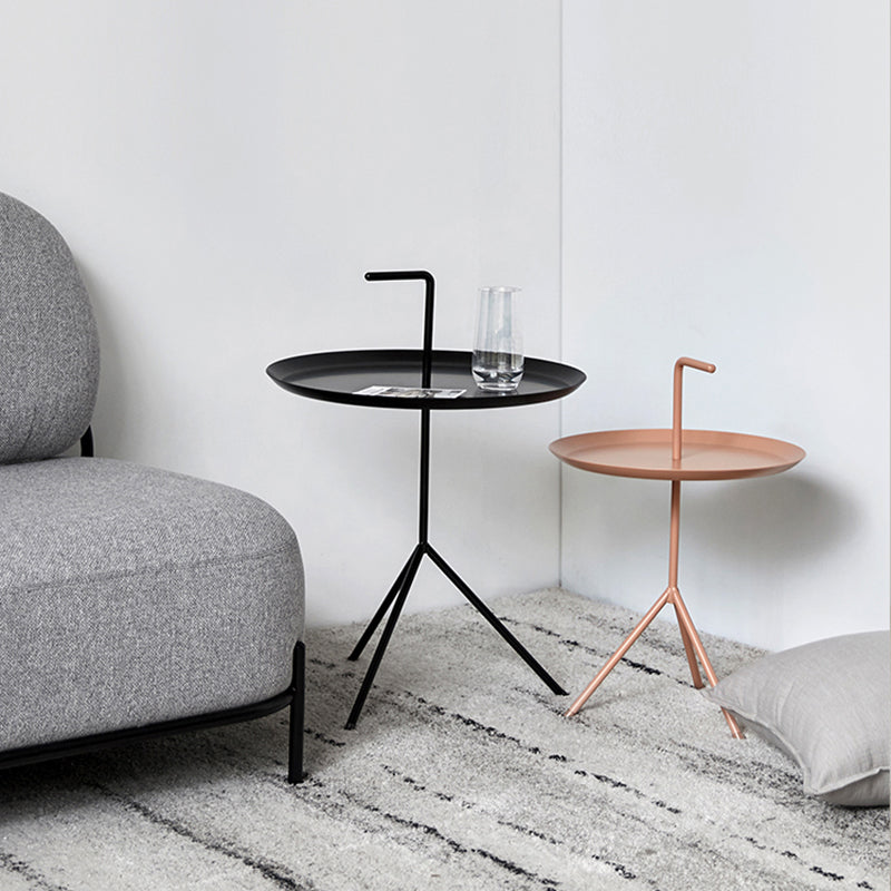 21.6"/25.5" Tall Metal Pedestal End Table Round Tray Top Side End Table Clearhalo 'Coffee & Accent Tables' 'End & Side Tables' 'end_side_table' 'Furniture' 'furniture_end_side_table' 'Living Room Furniture' 5045802