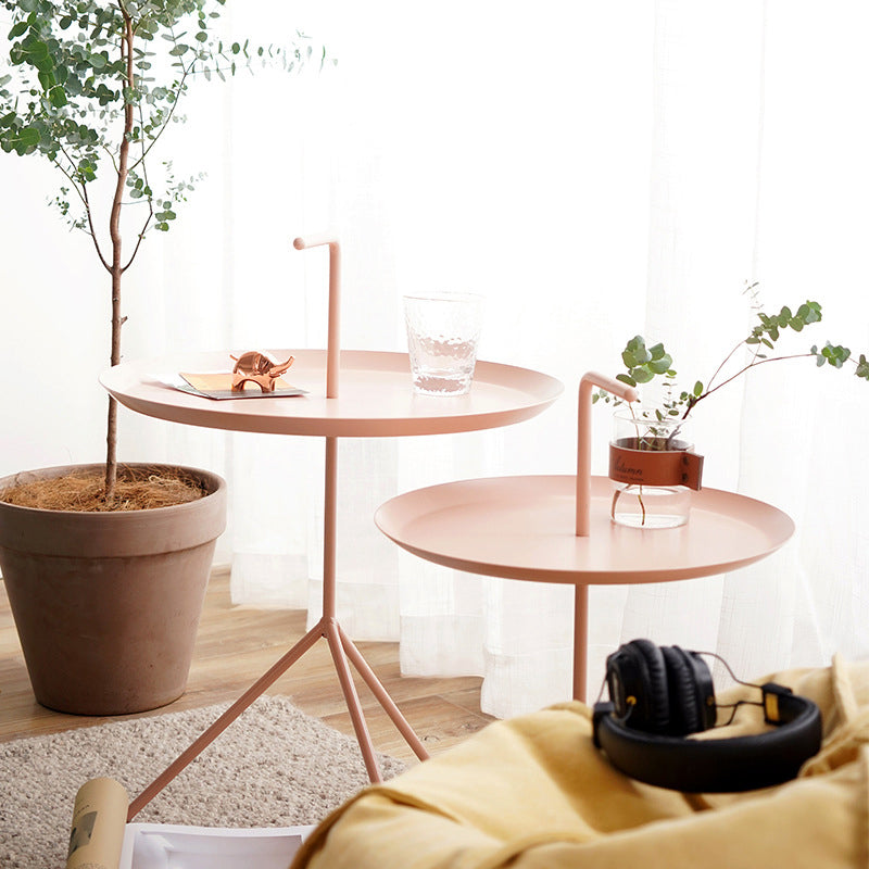 21.6"/25.5" Tall Metal Pedestal End Table Round Tray Top Side End Table Clearhalo 'Coffee & Accent Tables' 'End & Side Tables' 'end_side_table' 'Furniture' 'furniture_end_side_table' 'Living Room Furniture' 5045813