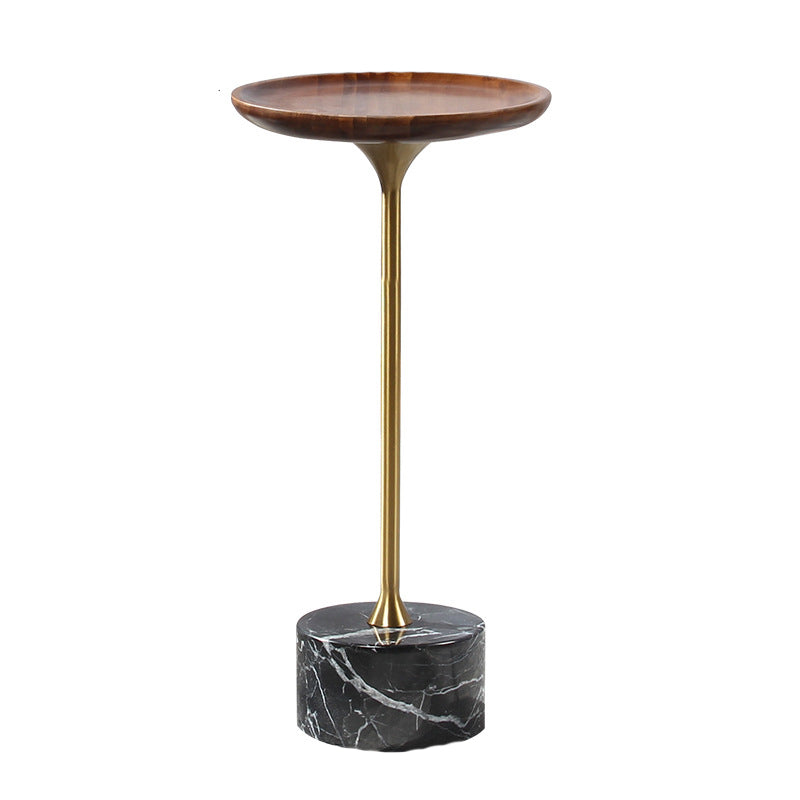 Pedestal Design Cocktail Table Brown Wood Top Marble Pedestal Coffee Table 12"L x 12"W x 24"H Black Round Clearhalo 'Coffee & Accent Tables' 'End & Side Tables' 'end_side_table' 'end_side_tables' 'furn' 'furn_end_side_tables' 'Furniture' 'furniture_end_side_table' 'Living Room Furniture' 5045842