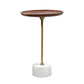 Pedestal Design Cocktail Table Brown Wood Top Marble Pedestal Coffee Table 15.7"L x 15.7"W x 23.6"H White Round Clearhalo 'Coffee & Accent Tables' 'End & Side Tables' 'end_side_table' 'end_side_tables' 'furn' 'furn_end_side_tables' 'Furniture' 'furniture_end_side_table' 'Living Room Furniture' 5045848