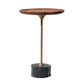 Pedestal Design Cocktail Table Brown Wood Top Marble Pedestal Coffee Table 15.7"L x 15.7"W x 23.6"H Black Round Clearhalo 'Coffee & Accent Tables' 'End & Side Tables' 'end_side_table' 'end_side_tables' 'furn' 'furn_end_side_tables' 'Furniture' 'furniture_end_side_table' 'Living Room Furniture' 5045849