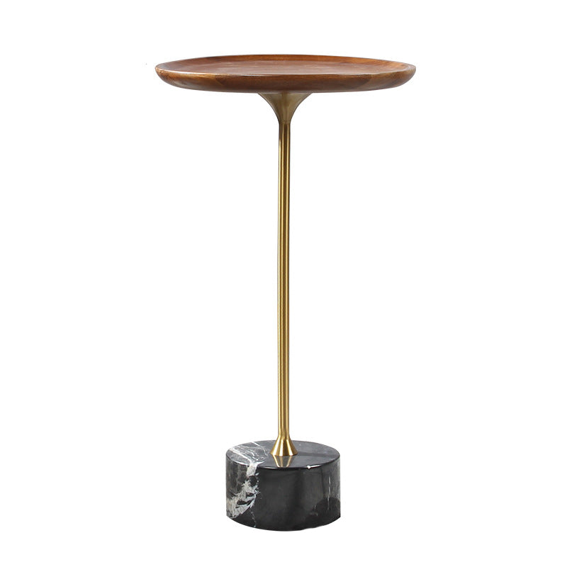 Pedestal Design Cocktail Table Brown Wood Top Marble Pedestal Coffee Table 15.7"L x 15.7"W x 27.6"H Black Round Clearhalo 'Coffee & Accent Tables' 'End & Side Tables' 'end_side_table' 'end_side_tables' 'furn' 'furn_end_side_tables' 'Furniture' 'furniture_end_side_table' 'Living Room Furniture' 5045851