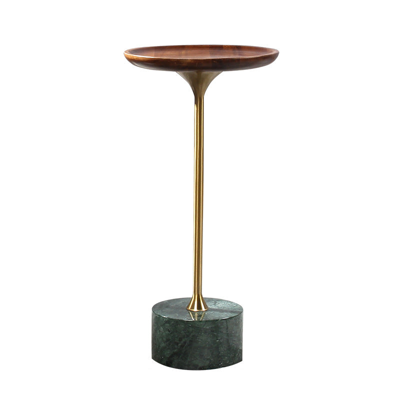Pedestal Design Cocktail Table Brown Wood Top Marble Pedestal Coffee Table 12"L x 12"W x 24"H Green Round Clearhalo 'Coffee & Accent Tables' 'End & Side Tables' 'end_side_table' 'end_side_tables' 'furn' 'furn_end_side_tables' 'Furniture' 'furniture_end_side_table' 'Living Room Furniture' 5045852