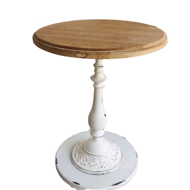 French Country Style Cocktail Table Solid Wood with White/black Metal Base Coffee Table 20"L x 20"W x 25"H White Clearhalo 'Coffee & Accent Tables' 'End & Side Tables' 'end_side_table' 'end_side_tables' 'furn' 'furn_end_side_tables' 'Furniture' 'furniture_end_side_table' 'Living Room Furniture' 5045865