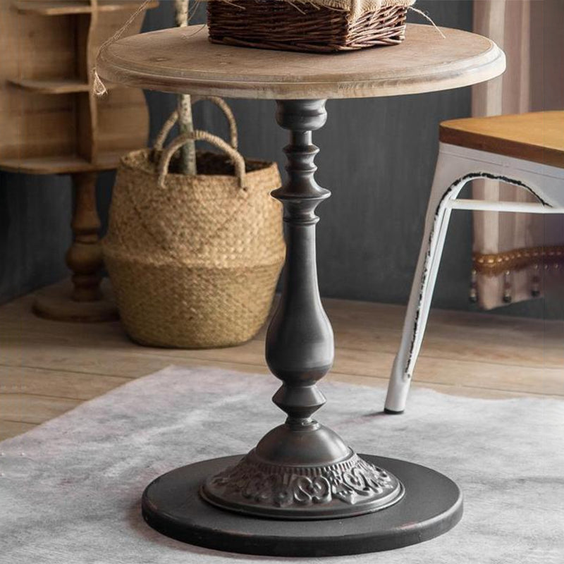 French Country Style Cocktail Table Solid Wood with White/black Metal Base Coffee Table Clearhalo 'Coffee & Accent Tables' 'End & Side Tables' 'end_side_table' 'end_side_tables' 'furn' 'furn_end_side_tables' 'Furniture' 'furniture_end_side_table' 'Living Room Furniture' 5045867