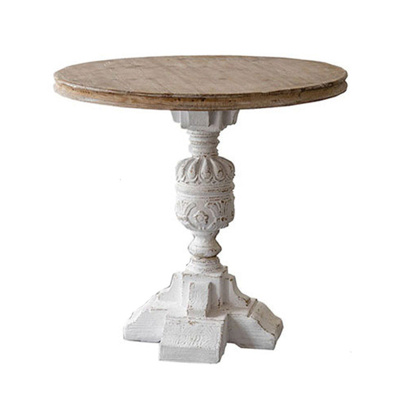 French Country Style Cocktail Table Solid Wood with White/black Metal Base Coffee Table 31.5"L x 31.5"W x 31.5"H White Clearhalo 'Coffee & Accent Tables' 'End & Side Tables' 'end_side_table' 'end_side_tables' 'furn' 'furn_end_side_tables' 'Furniture' 'furniture_end_side_table' 'Living Room Furniture' 5045873