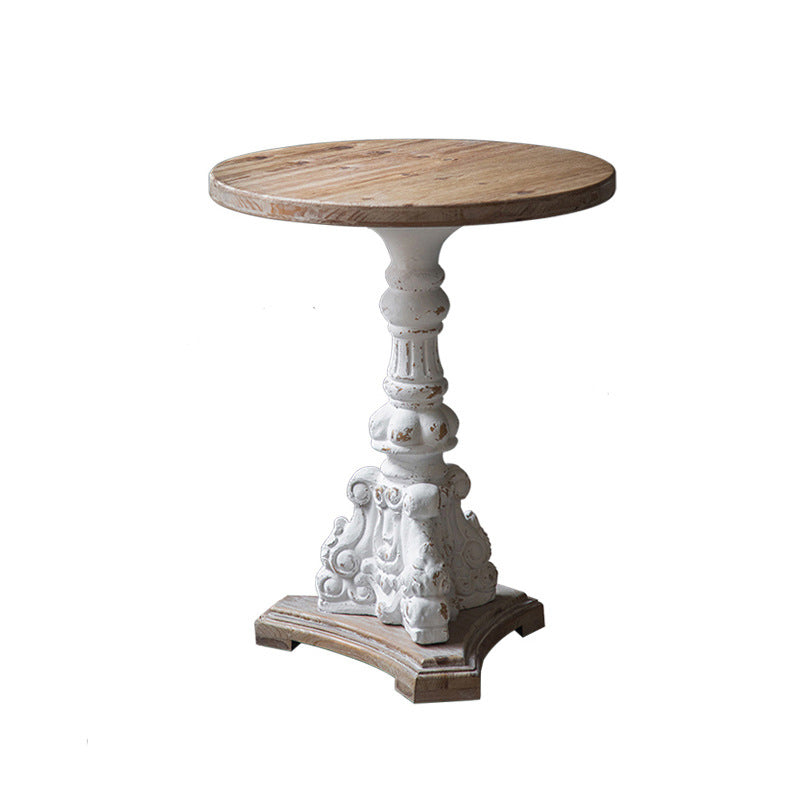 French Country Style Cocktail Table Solid Wood with White/black Metal Base Coffee Table 22.5"L x 22.5"W x 27.5"H White Clearhalo 'Coffee & Accent Tables' 'End & Side Tables' 'end_side_table' 'end_side_tables' 'furn' 'furn_end_side_tables' 'Furniture' 'furniture_end_side_table' 'Living Room Furniture' 5045877