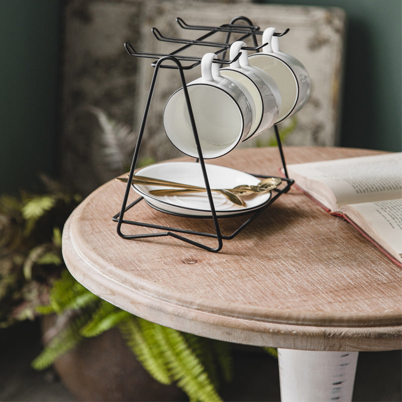 French Country Style Cocktail Table Solid Wood with White/black Metal Base Coffee Table Clearhalo 'Coffee & Accent Tables' 'End & Side Tables' 'end_side_table' 'end_side_tables' 'furn' 'furn_end_side_tables' 'Furniture' 'furniture_end_side_table' 'Living Room Furniture' 5045879