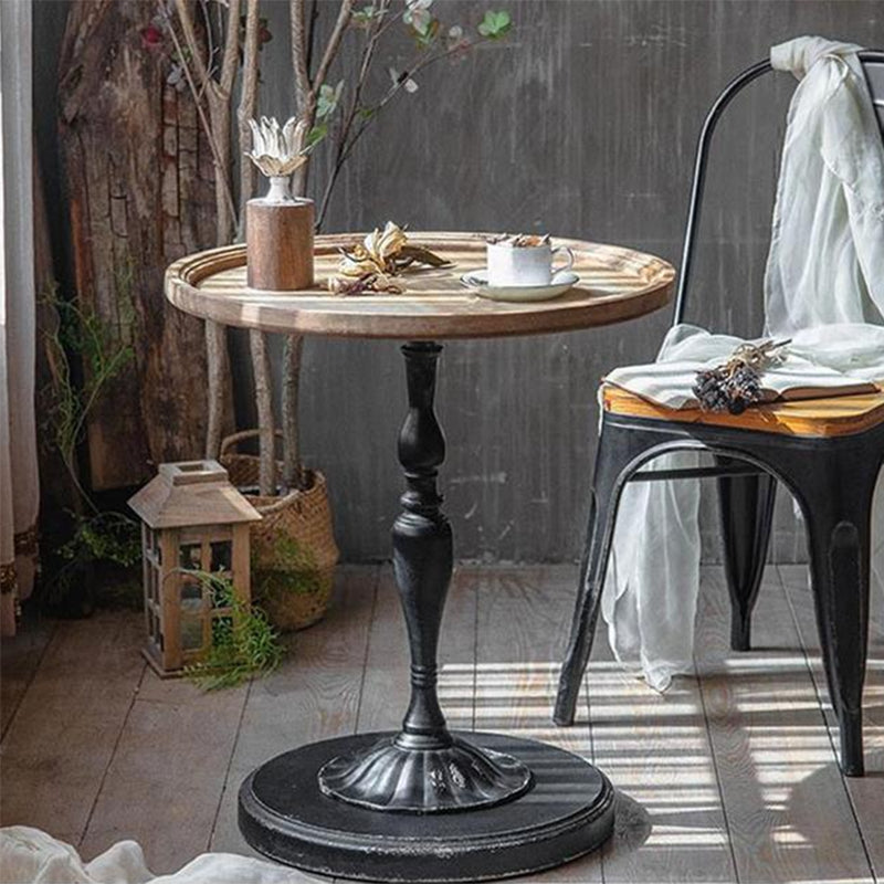 French Country Style Cocktail Table Solid Wood with White/black Metal Base Coffee Table Clearhalo 'Coffee & Accent Tables' 'End & Side Tables' 'end_side_table' 'end_side_tables' 'furn' 'furn_end_side_tables' 'Furniture' 'furniture_end_side_table' 'Living Room Furniture' 5045880