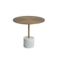 Marble Pedestal End Table Metal Black/ Gold Round Side End Table 18"L x 18"W x 16"H White-Gold Clearhalo 'Coffee & Accent Tables' 'End & Side Tables' 'end_side_table' 'end_side_tables' 'furn' 'furn_end_side_tables' 'Furniture' 'furniture_end_side_table' 'Living Room Furniture' 5045900