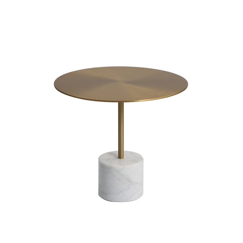 Marble Pedestal End Table Metal Black/ Gold Round Side End Table 18"L x 18"W x 16"H White-Gold Clearhalo 'Coffee & Accent Tables' 'End & Side Tables' 'end_side_table' 'end_side_tables' 'furn' 'furn_end_side_tables' 'Furniture' 'furniture_end_side_table' 'Living Room Furniture' 5045900