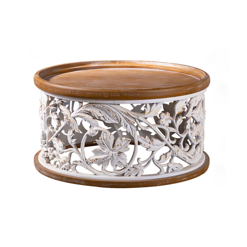 Black/wood/yellow Solid Wood Round Coffee Table with Frame Base Cocktail Table 31.5"L x 31.5"W x 16"H Yellow Clearhalo 'Coffee & Accent Tables' 'End & Side Tables' 'end_side_table' 'end_side_tables' 'furn' 'furn_end_side_tables' 'Furniture' 'furniture_end_side_table' 'Living Room Furniture' 5045952