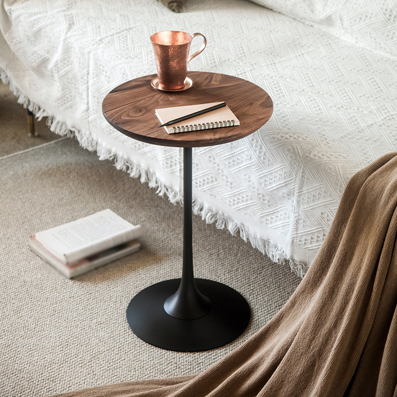 Pedestal Metal End Table Black/ Brown Round Wood Side End Table 20"L x 20"W x 25.5"H Black Brown Clearhalo 'Coffee & Accent Tables' 'End & Side Tables' 'end_side_table' 'end_side_tables' 'furn' 'furn_end_side_tables' 'Furniture' 'furniture_end_side_table' 'Living Room Furniture' 5045963