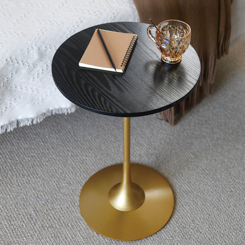 Pedestal Metal End Table Black/ Brown Round Wood Side End Table 20"L x 20"W x 25.5"H Gold Black Clearhalo 'Coffee & Accent Tables' 'End & Side Tables' 'end_side_table' 'end_side_tables' 'furn' 'furn_end_side_tables' 'Furniture' 'furniture_end_side_table' 'Living Room Furniture' 5045968