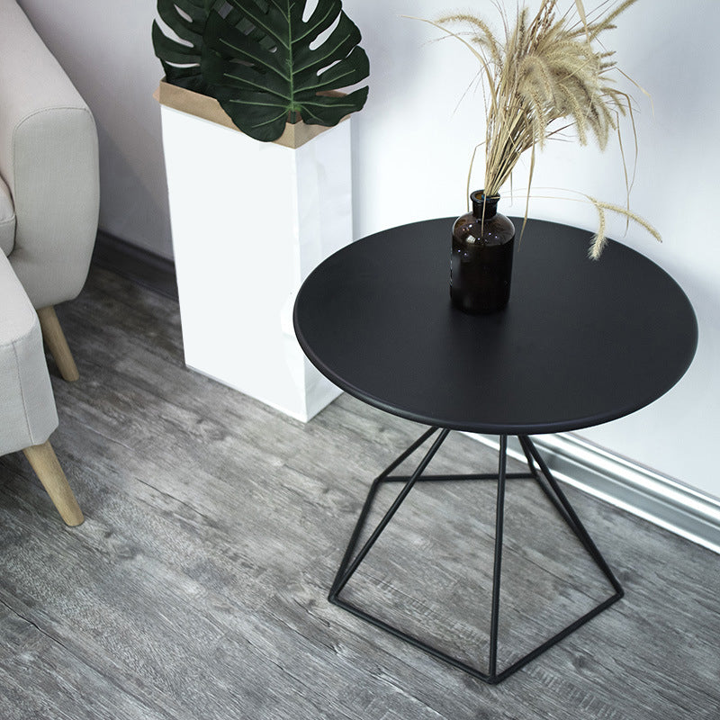 Metal Frame End Table Solid Color Round Side End Table for Living Room Black 19.7"L x 19.7"W x 27.6"H Clearhalo 'Coffee & Accent Tables' 'End & Side Tables' 'end_side_table' 'Furniture' 'furniture_end_side_table' 'Living Room Furniture' 5045978
